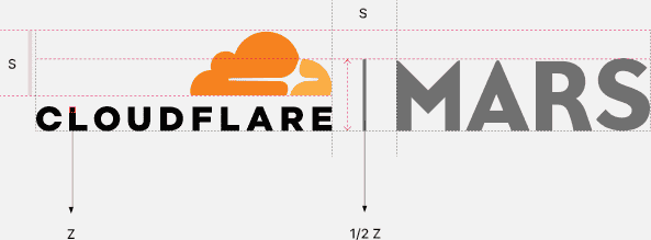 The clear space between the Cloudflare logo and the Partner should be equal to the height of the Cloudflare logomark.