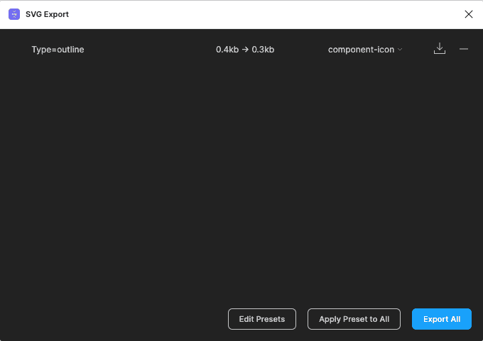 The SVG Export window will show the artboard.